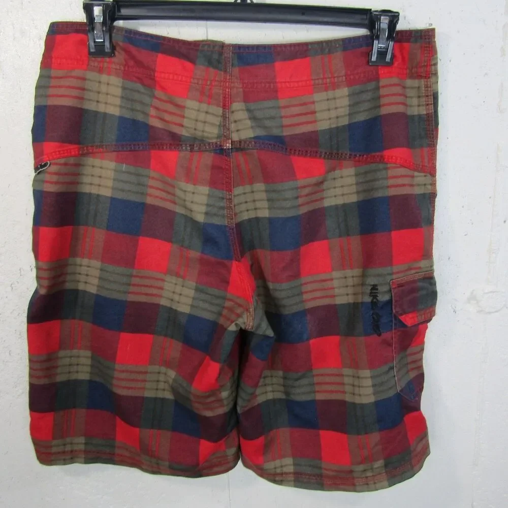 NIKE 6.0 Men's Size 33 Plaid Board Shorts Swim Trunks Red Blue Khaki 10